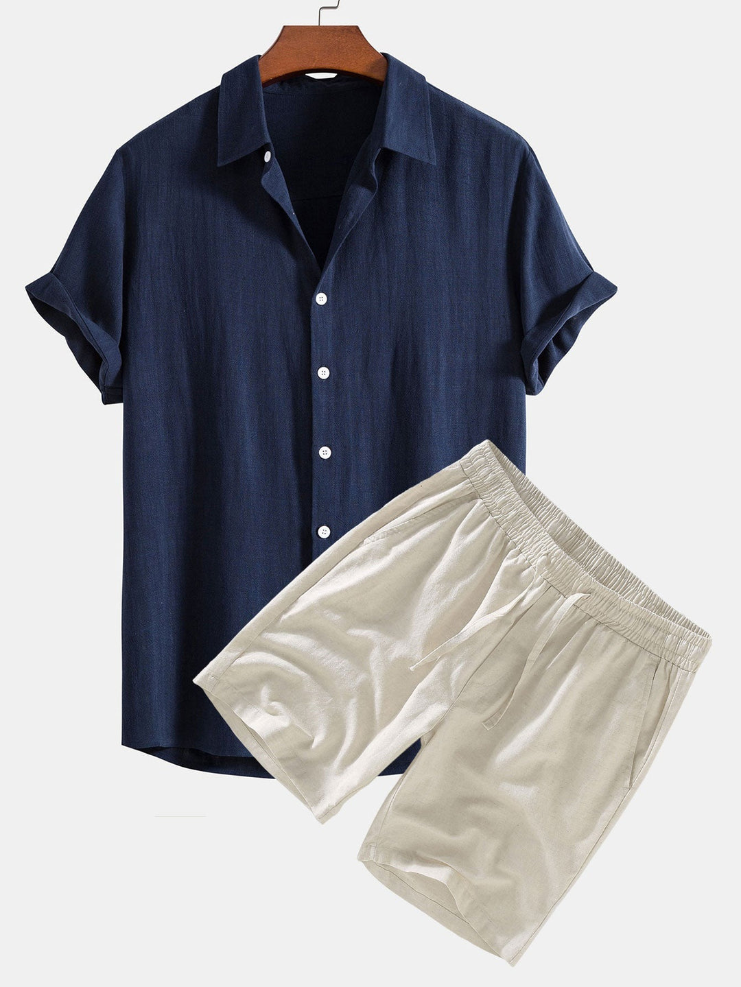 Leinen Hemd- und Shorts-Set