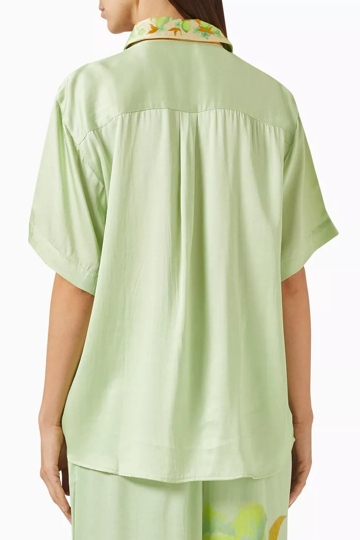 Ensemble en satin chemise et pantalon large