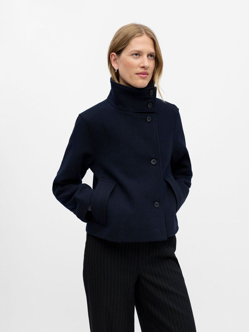 Manteau en laine à col montant