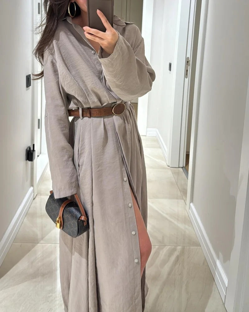 Robe chemise décontractée de couleur unie