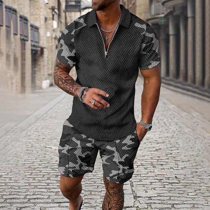 Ensemble polo et short camouflage