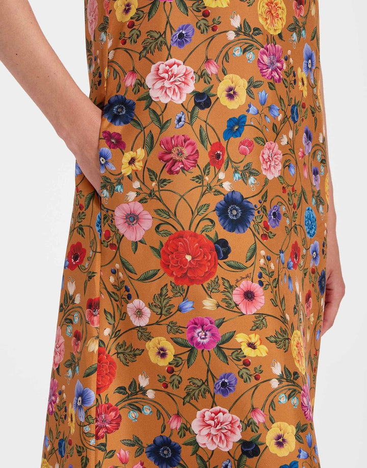 Robe à imprimé floral et plumes