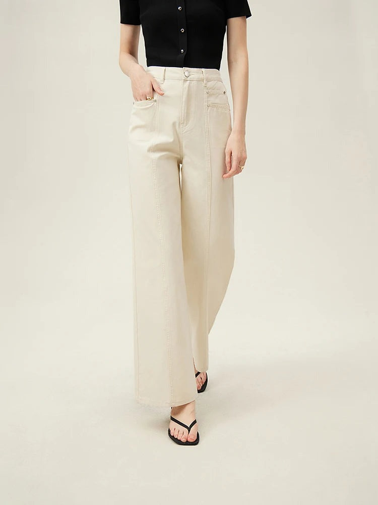 Jean large en denim de coton Isla