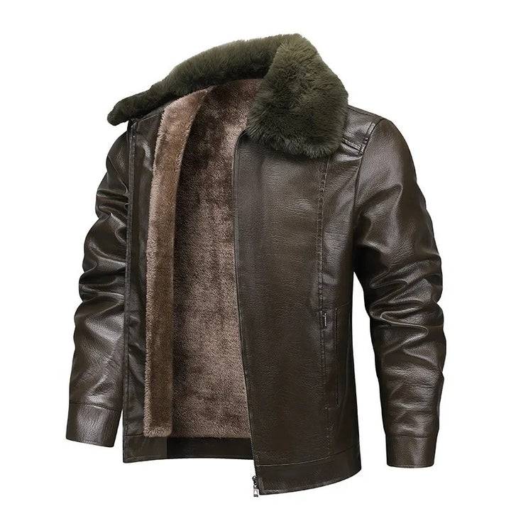 Veste en cuir molletonné épais