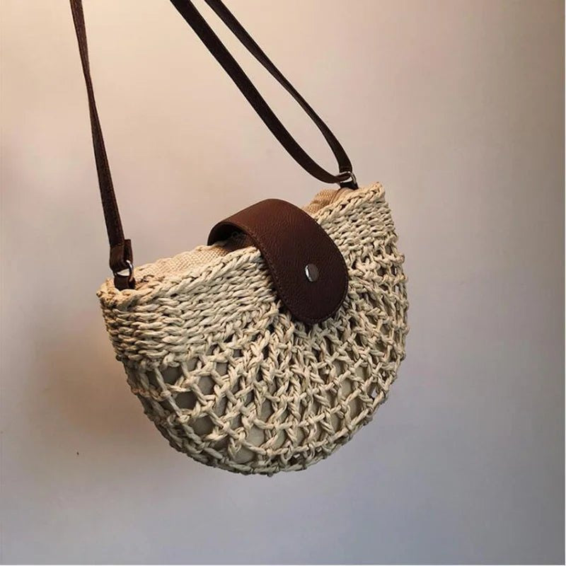 Lina sac bandoulière en paille tressée