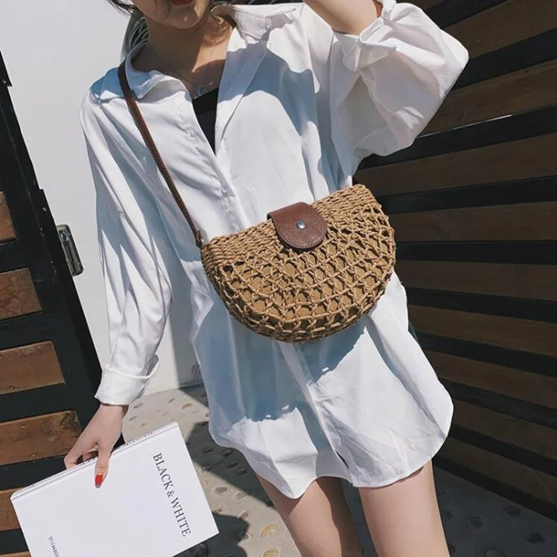 Lina sac bandoulière en paille tressée
