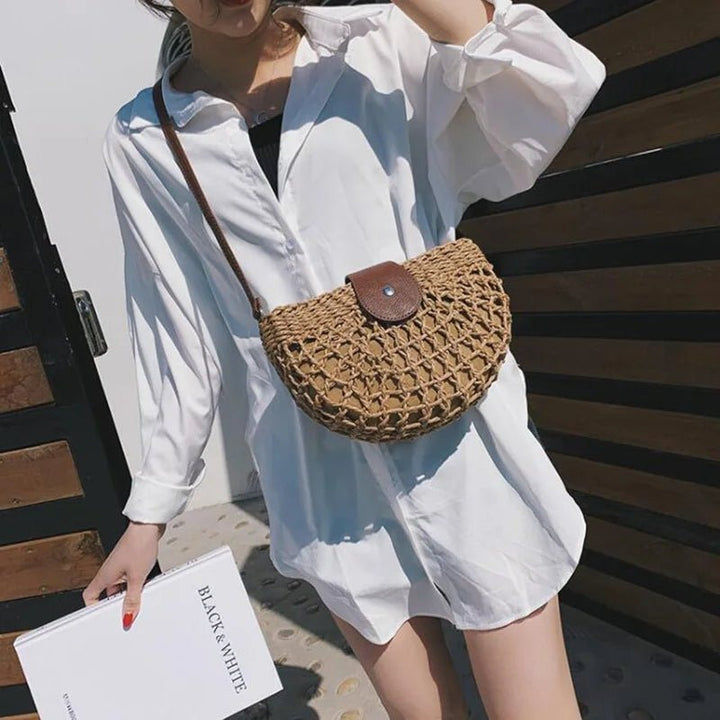 Lina sac bandoulière en paille tressée