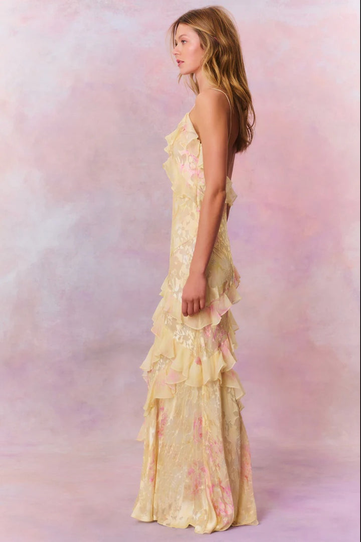 Linda – Robe longue fleurie élégante