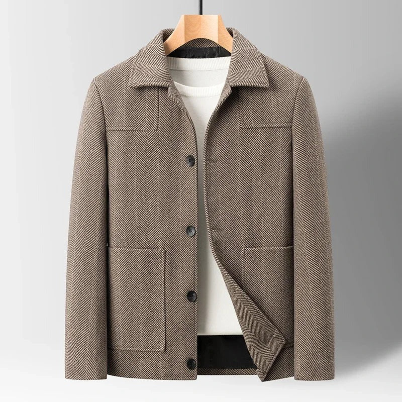 Manteau en laine à chevrons