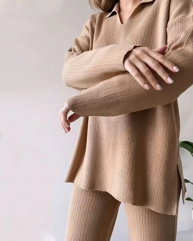 Ensemble deux pièces en tricot décontracté