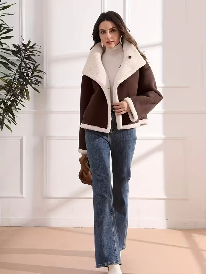 Élégant manteau réversible en fausse fourrure