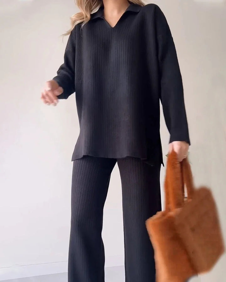 Ensemble deux pièces en tricot décontracté