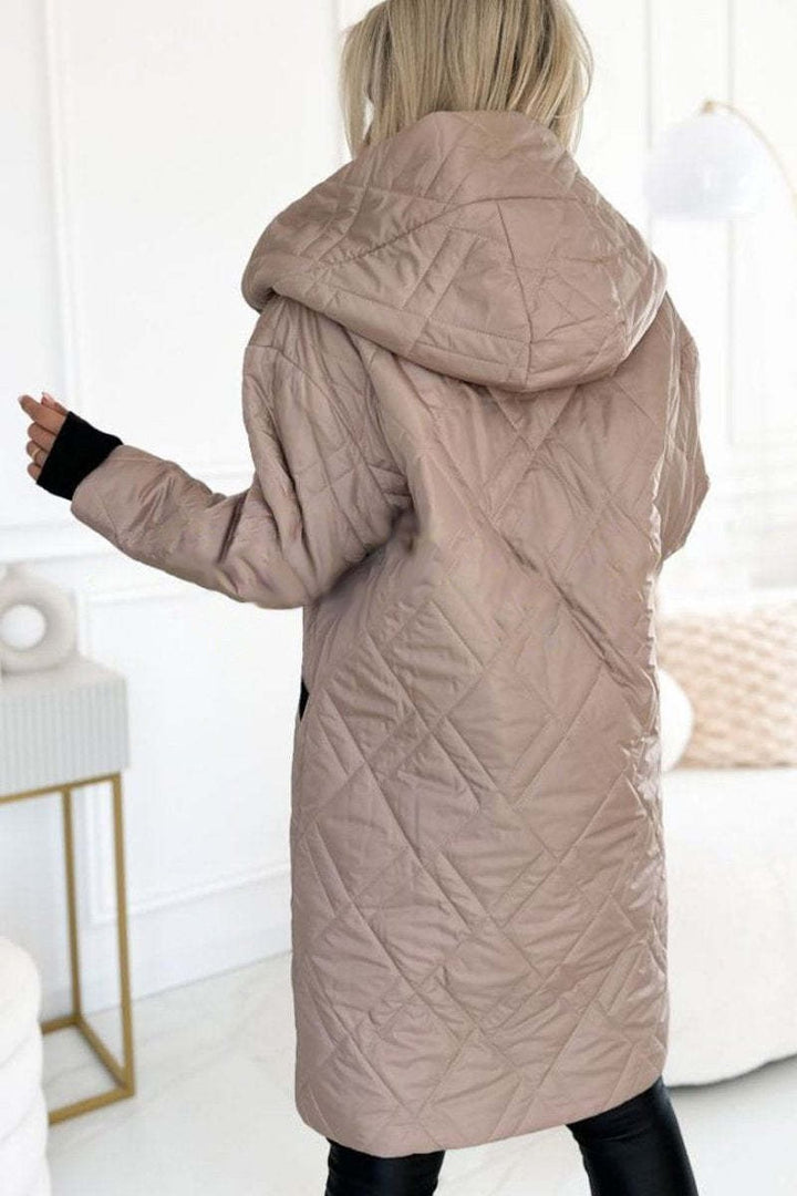 Manteau long élégant à capuche avec imprimé