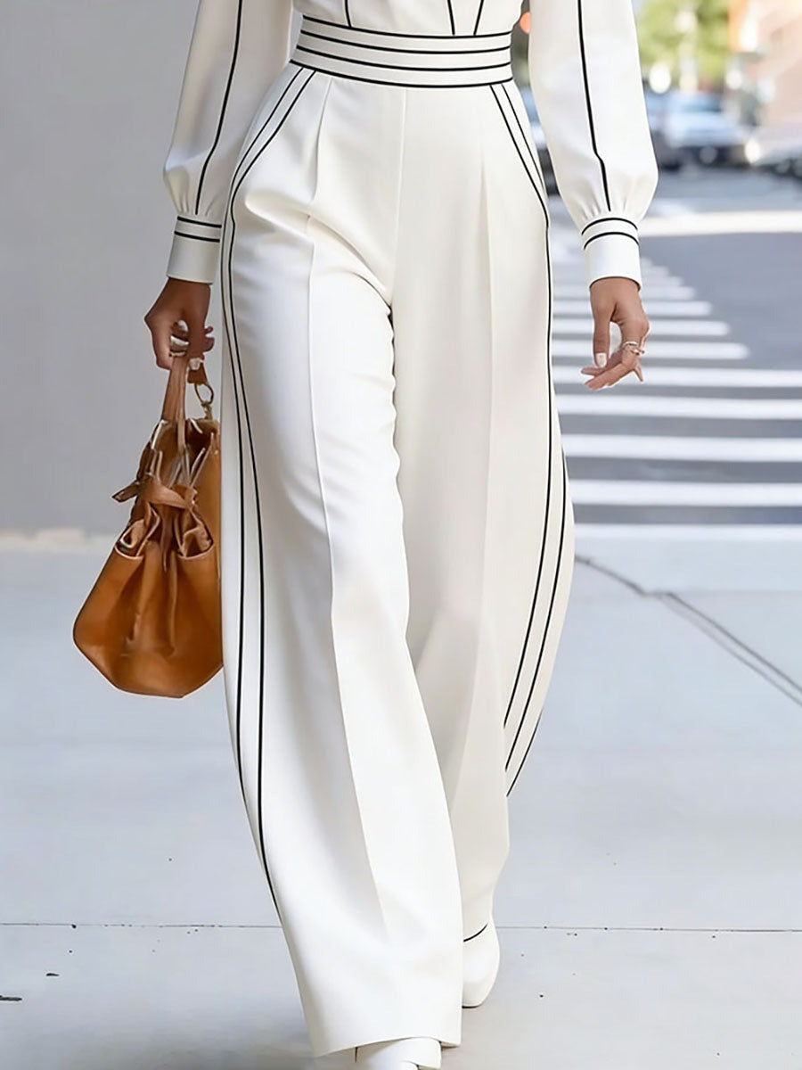 Combinaisons à taille haute et col cranté