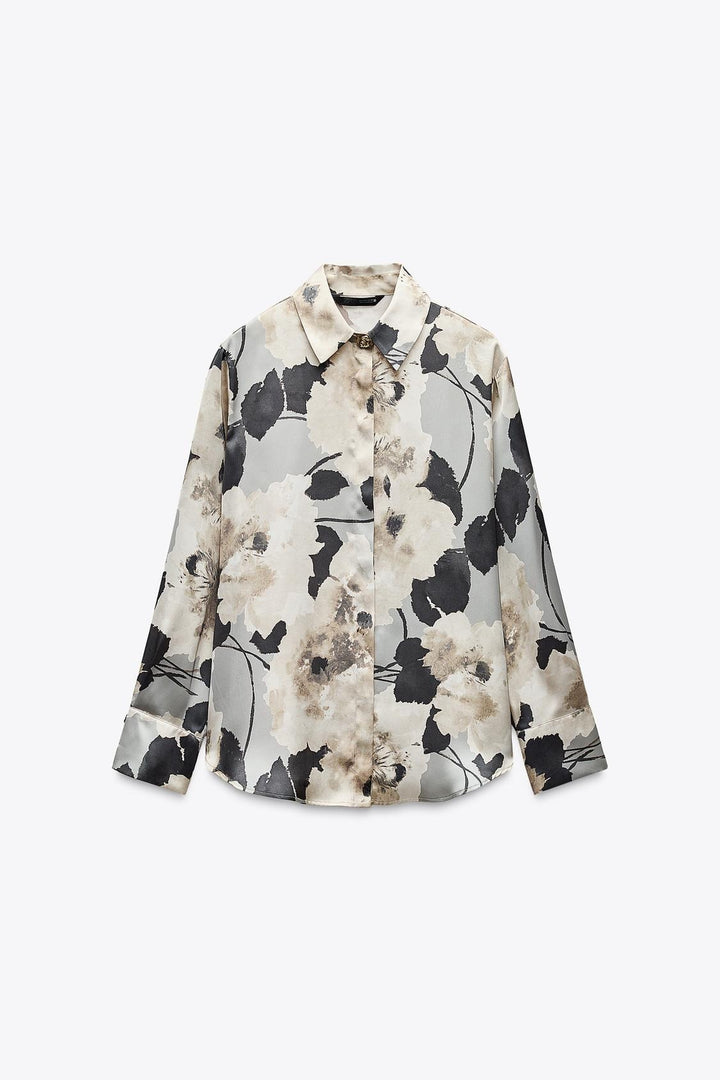 Chemise imprimée effet satin
