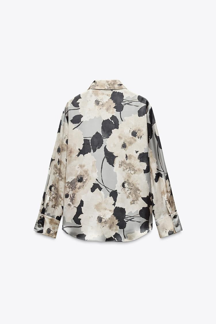 Chemise imprimée effet satin