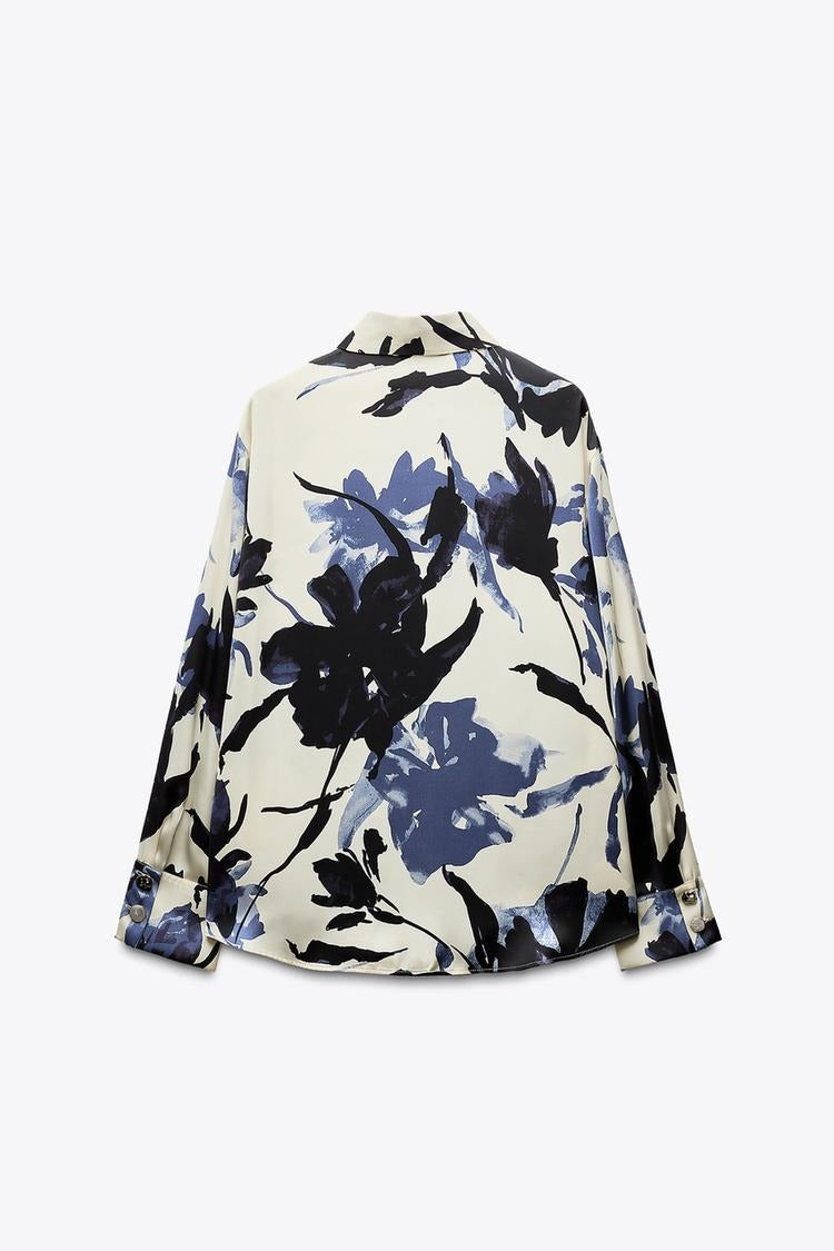 Chemise fluide en satin imprimé