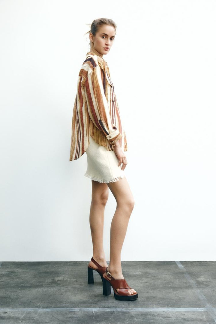 Chemise Rayée Oversize à Poches
