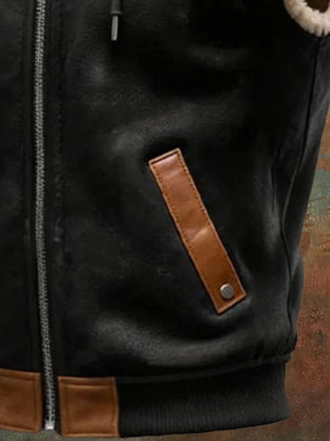 Veste sans manches à capuche avec intérieur fourrure