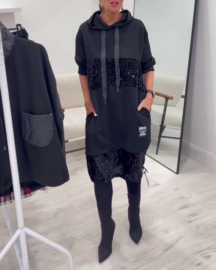 Robe à capuche tendance avec patchwork
