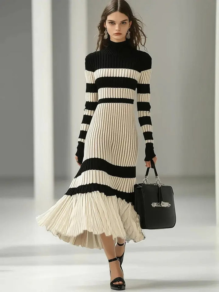 Robe en tricot élégante à col montant
