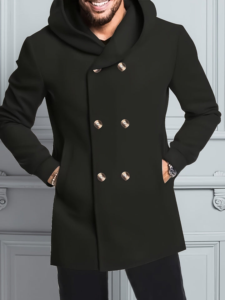 Mid-Length Hooded Coat for Men