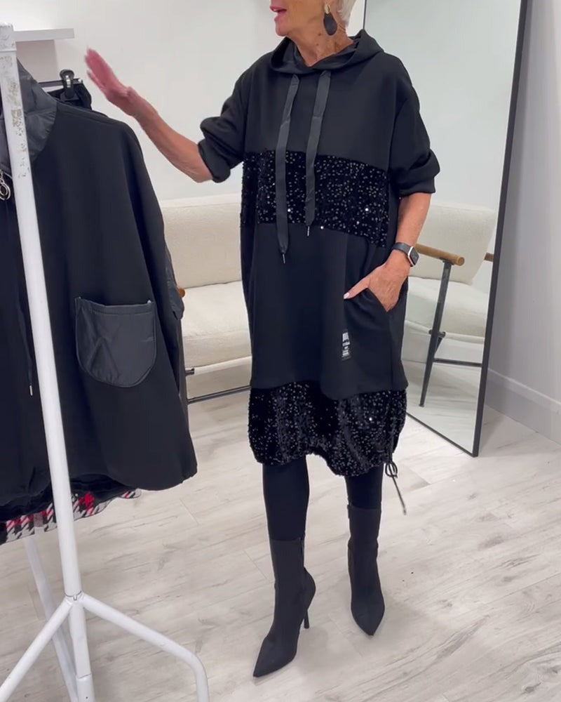 Robe à capuche tendance avec patchwork