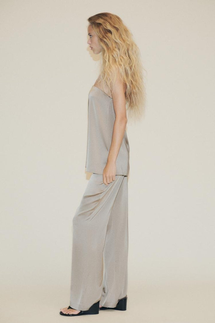 Ensemble effet satin sans bretelles