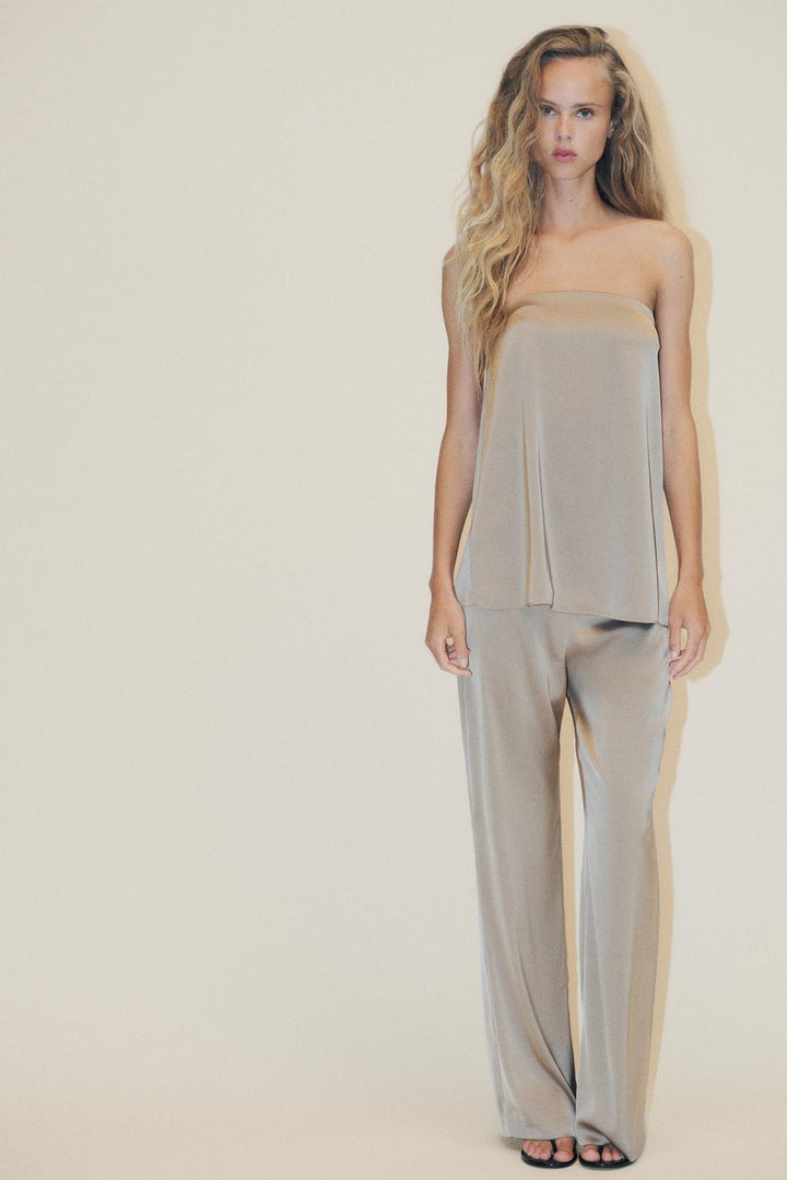Ensemble effet satin sans bretelles