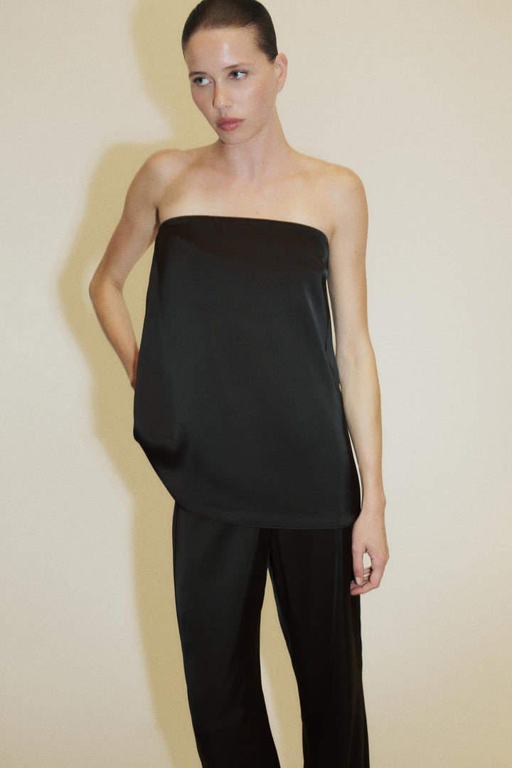 Ensemble effet satin sans bretelles