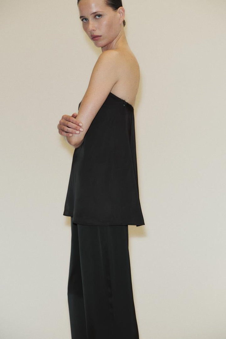 Ensemble effet satin sans bretelles