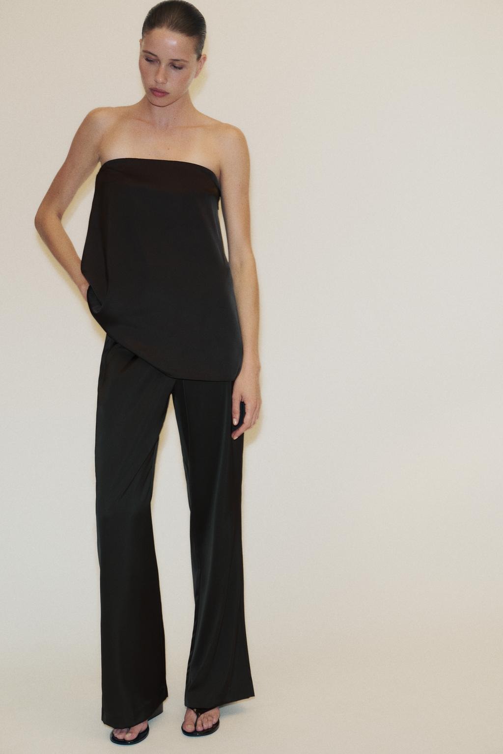 Ensemble effet satin sans bretelles