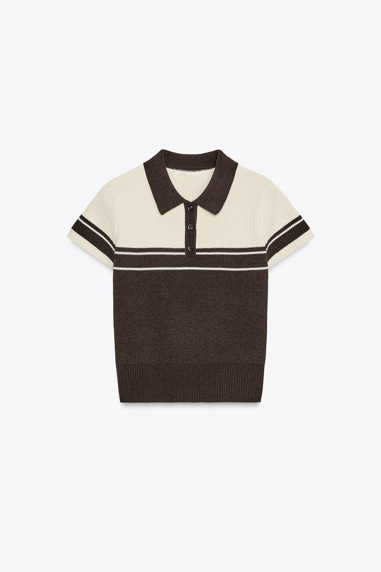 Polo en maille côtelée