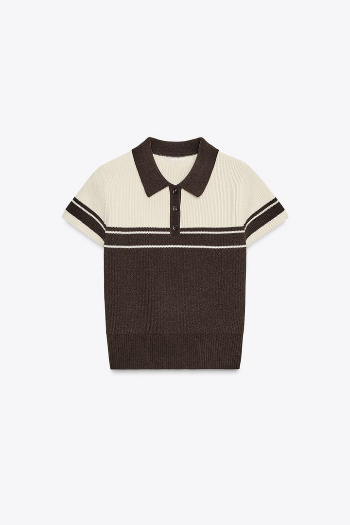 Polo en maille côtelée