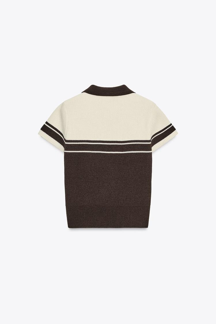 Polo en maille côtelée