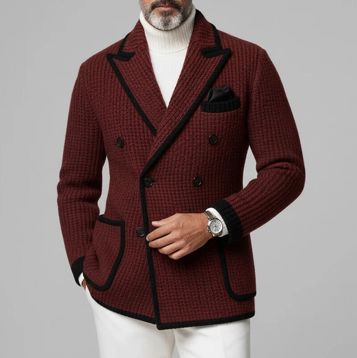 Blazer bordeaux pour homme en maille