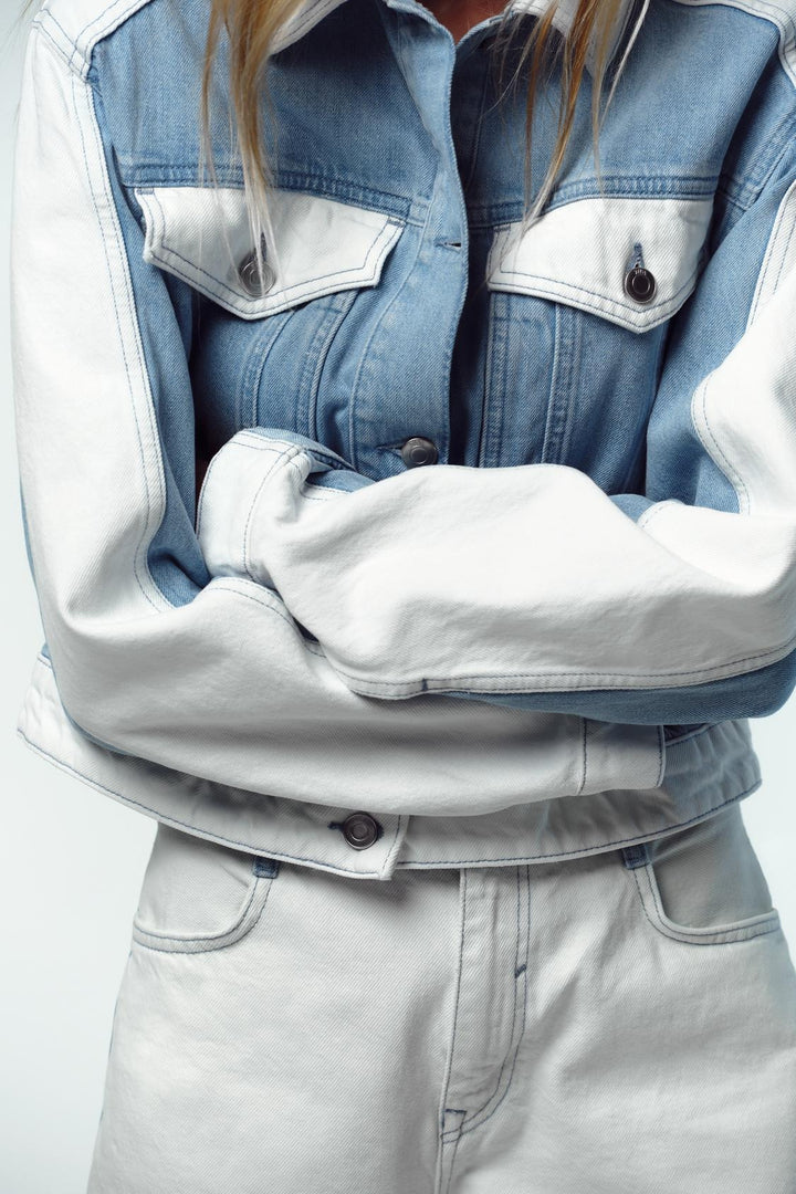 Ensemble en jean coupe droite à taille mi-haute