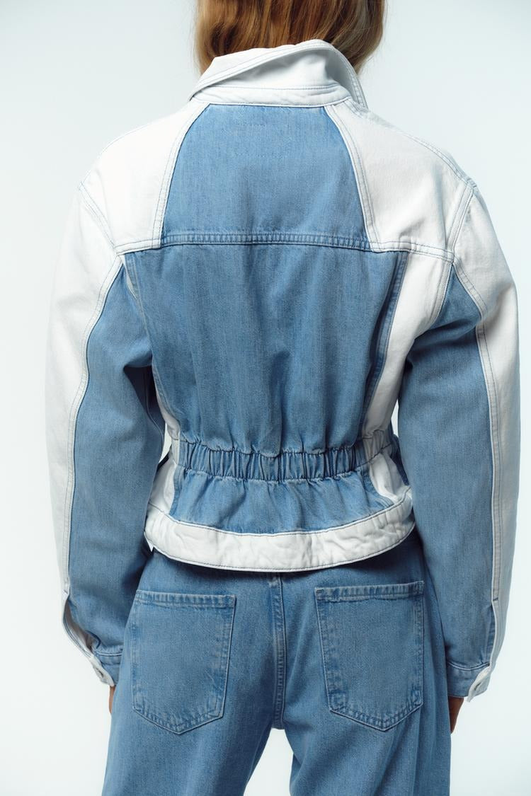 Ensemble en jean coupe droite à taille mi-haute