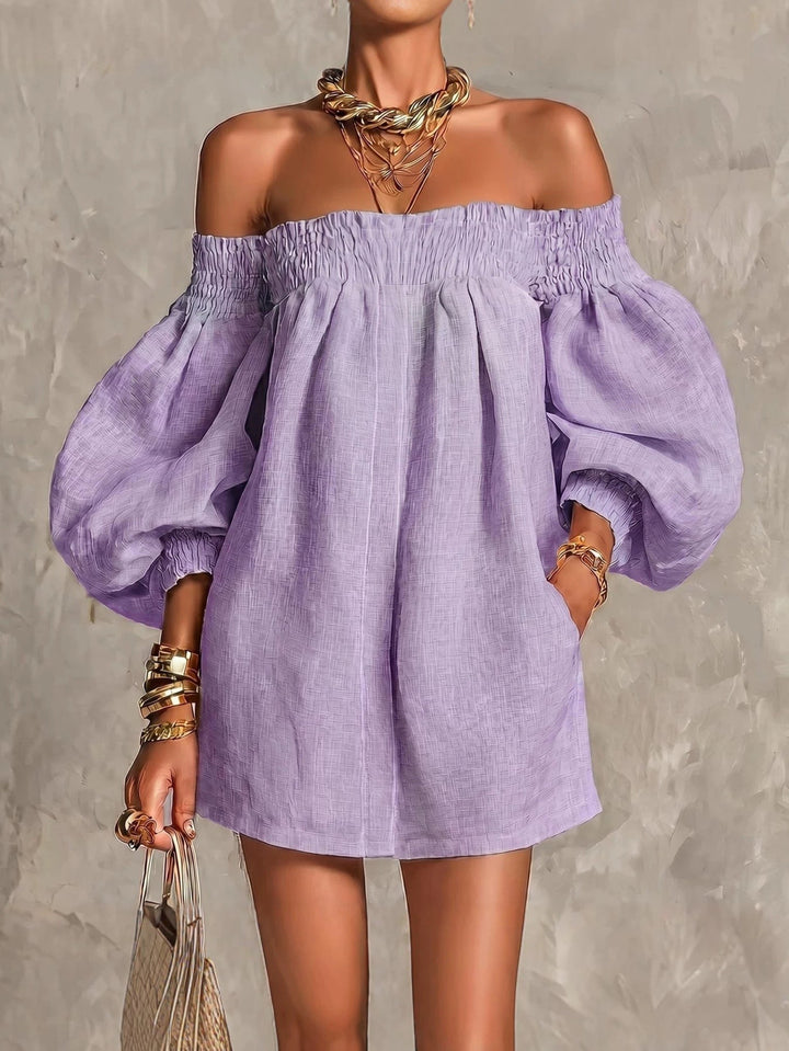 Cosima | Vestido A-Line con Mangas de Linterna y Hombros Descubiertos
