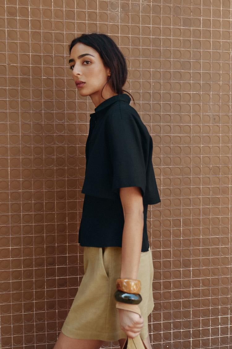 Chemise ajustée avec lin double épaisseur