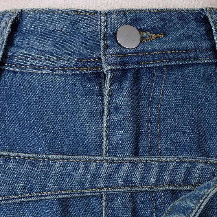 Jean utilitaire en denim avec nœud