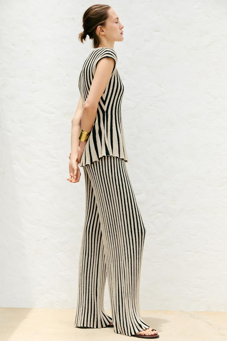 Ensemble à Rayures en Maille