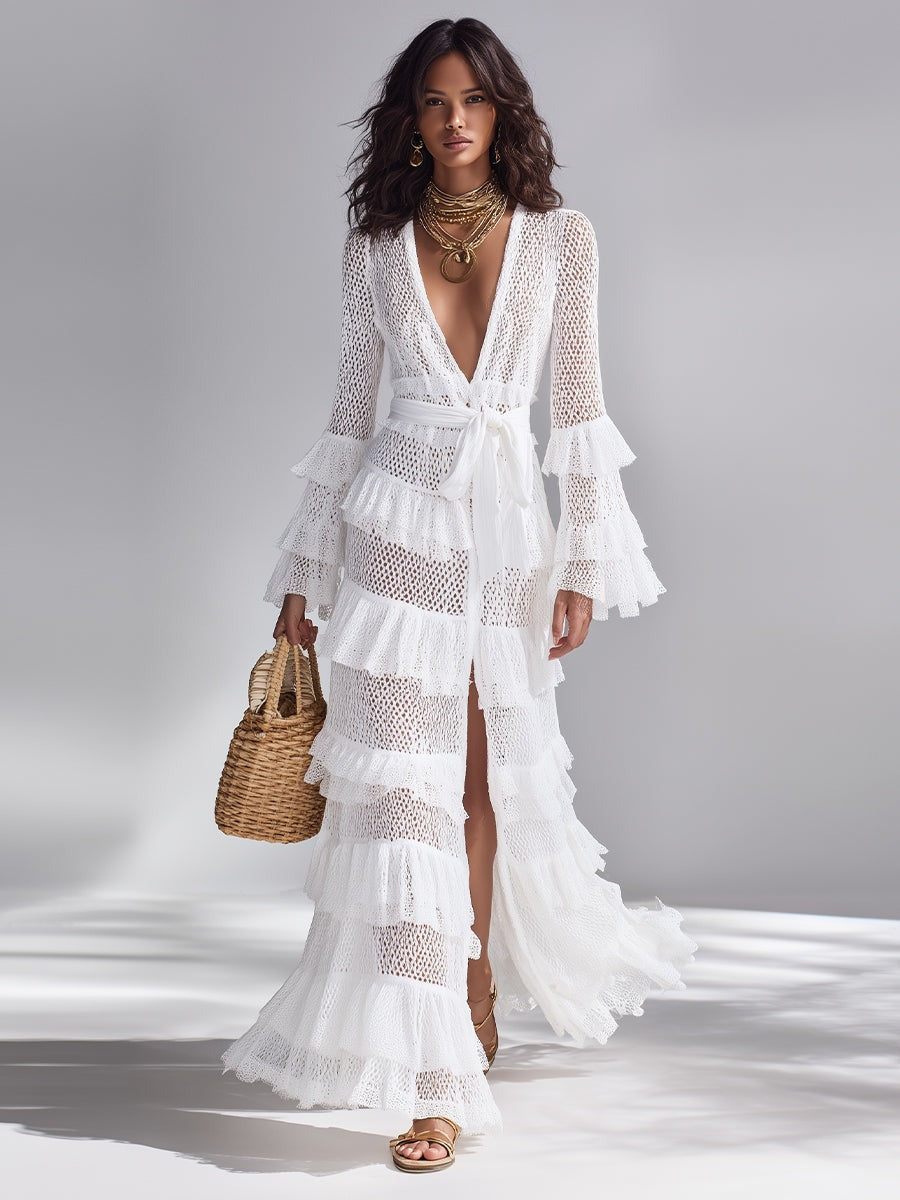 Robe en crochet blanc style bohème chic