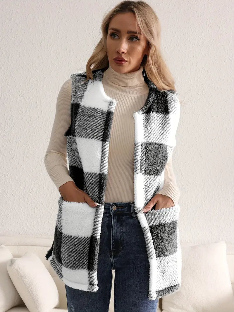 Gilet à carreaux sherpa