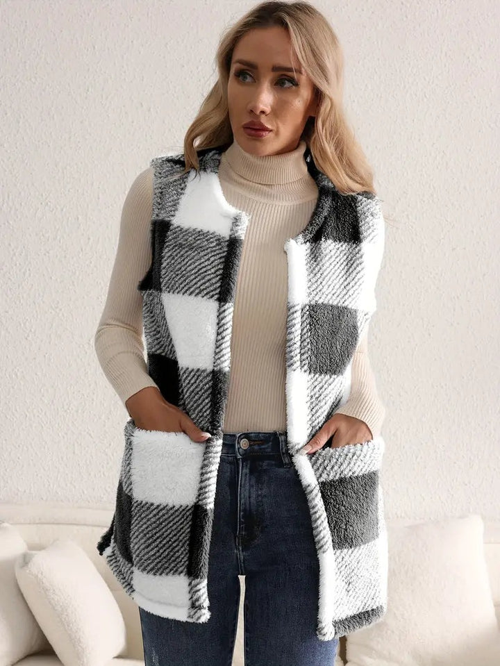 Gilet à carreaux sherpa