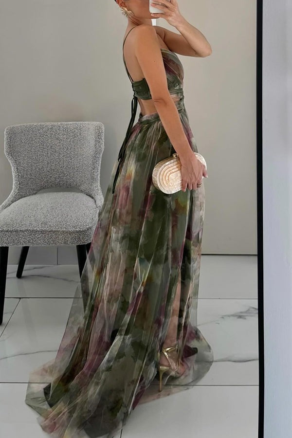 Giselle - Magnifique robe longue avec impression florale