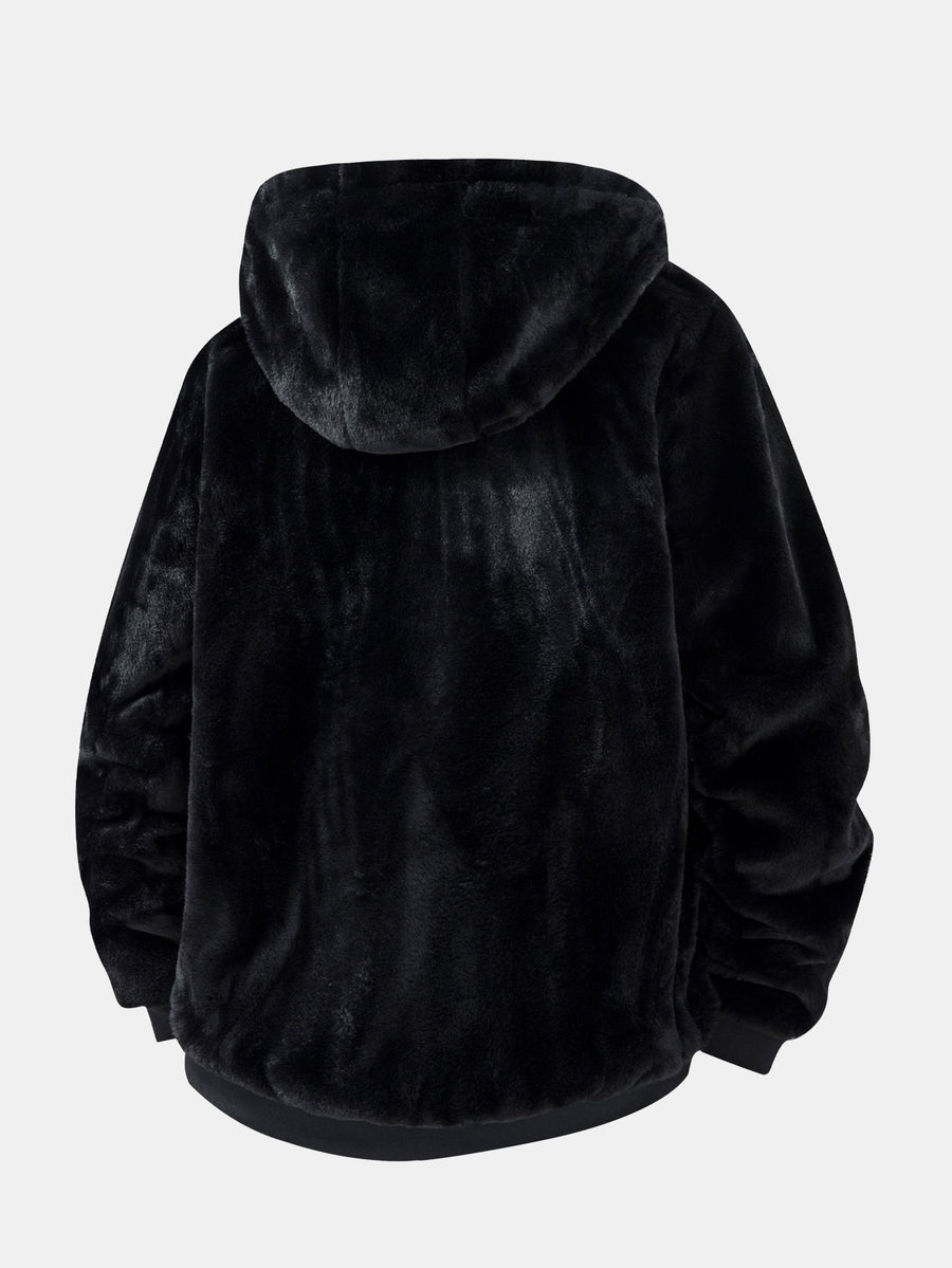 Veste à capuche en fausse fourrure à imprimé animal