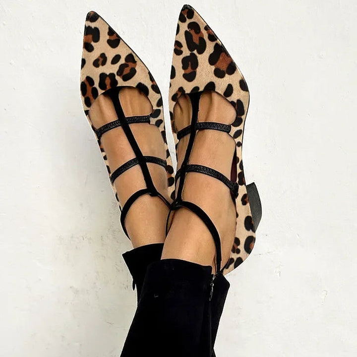 Franca - Heeled Shoes with Leopard Strap