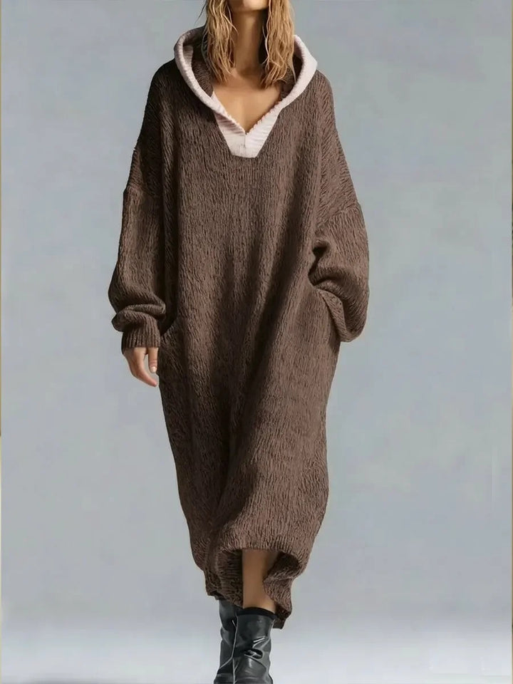 Robe pull à capuche confortable pour femme