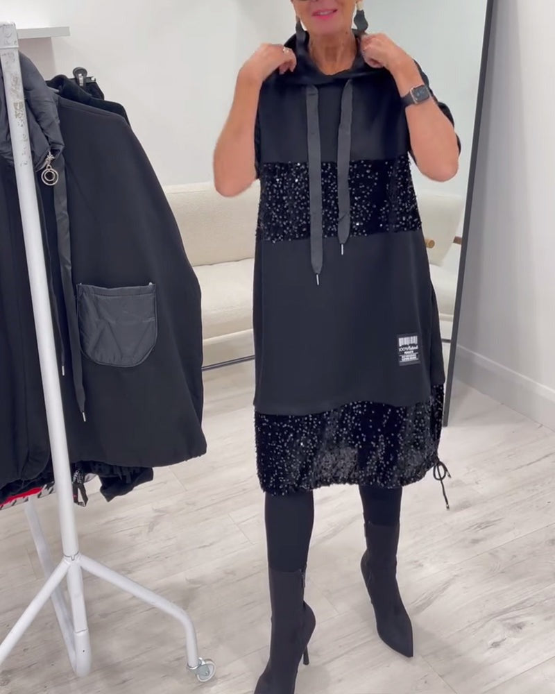 Robe à capuche tendance avec patchwork